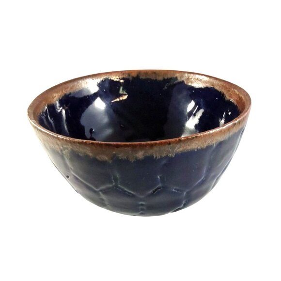 Handcrafted Blue & Brown Artist Signed Ceramic Bowl-Small Chip on Rim - Picture 1 of 12